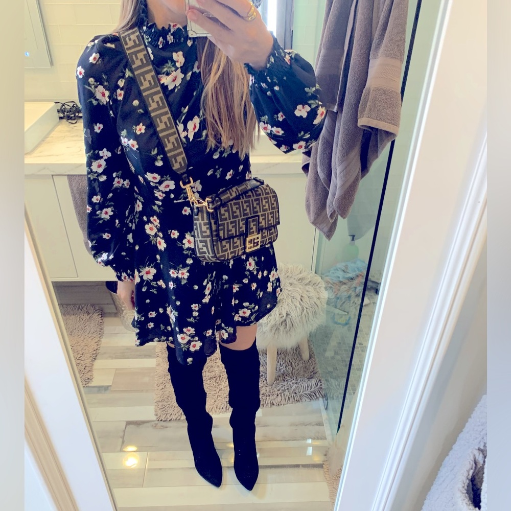 Pretty little thing boho high neck floral dress size 6